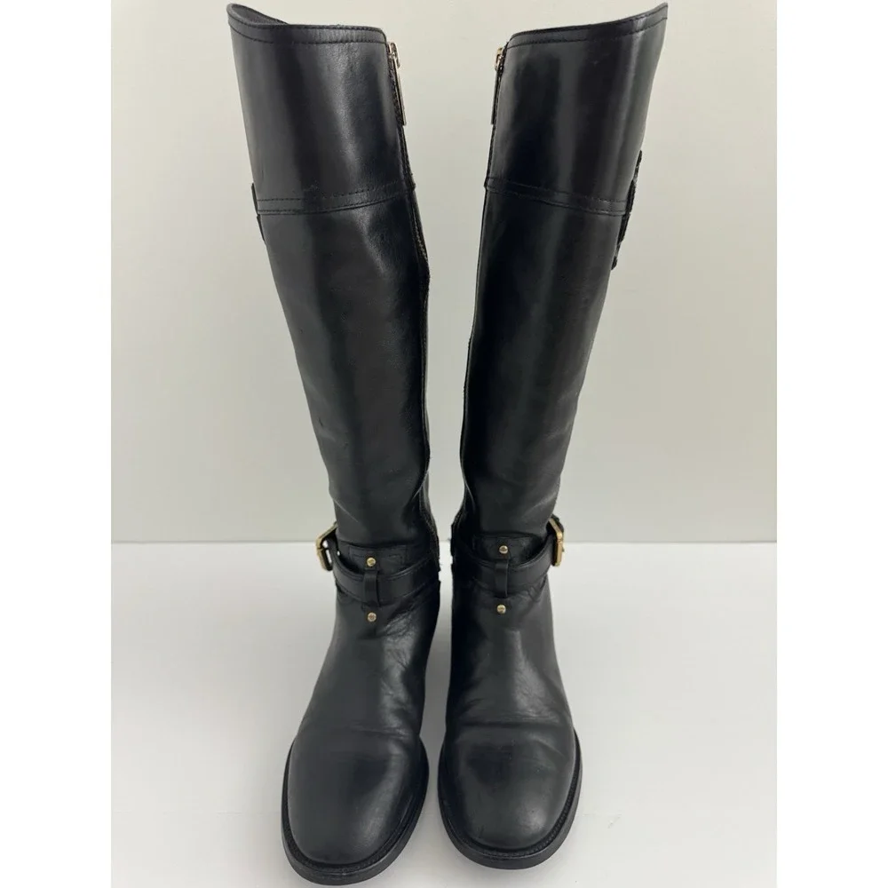 Tory Burch Blaire Size 6 M‎ Leather Womens Riding Boots Black